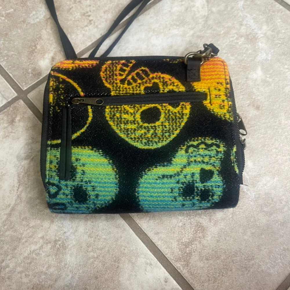 Pendleton Wool Sugar Skull Crossbody Bag dia de Los muertosEUC Wallet Organizer